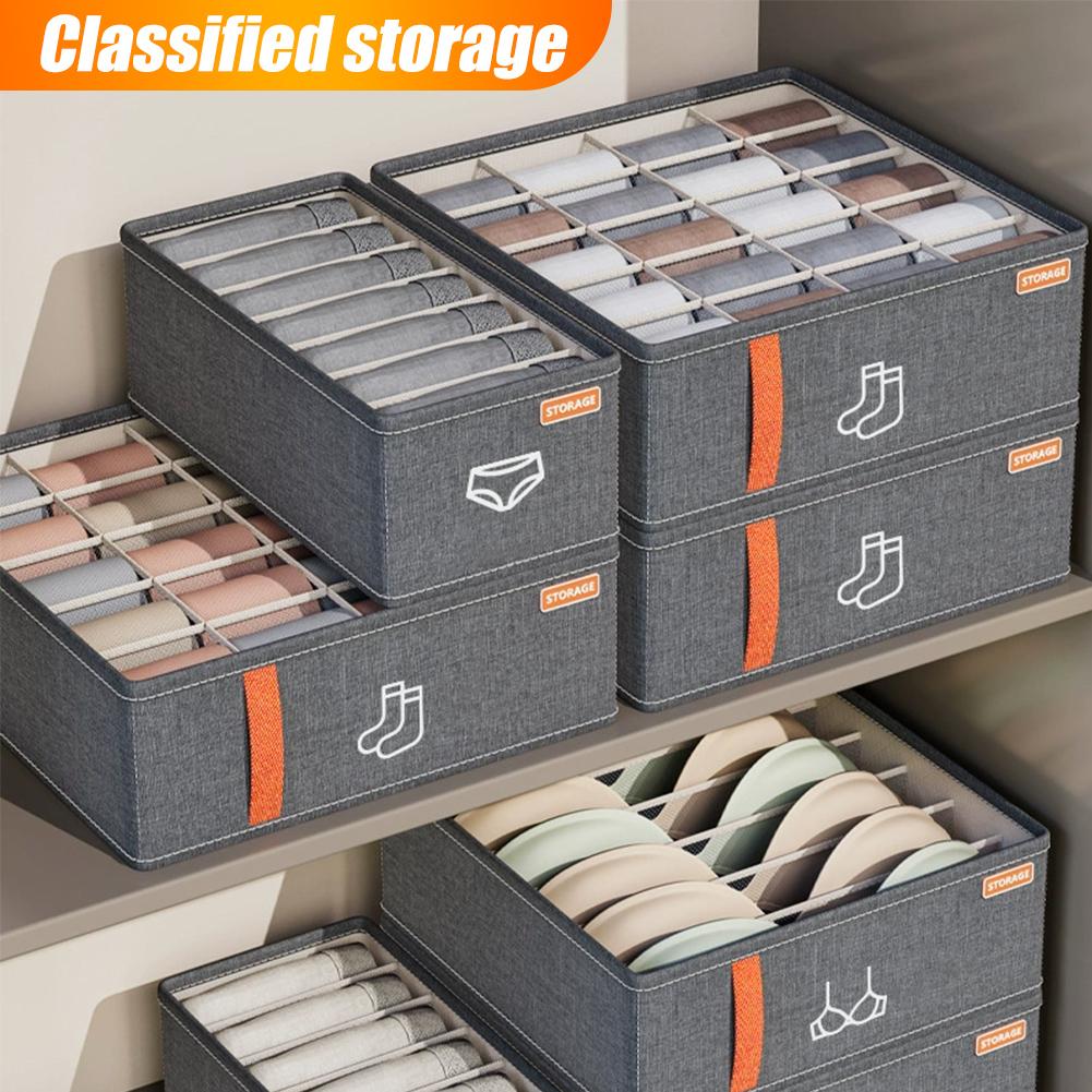 Sock Organizer Tray - 20グリッドソックス収納オーガナイザー、折りたたみ式布製収納ボックス、クローゼット、ドレッサー、下着、スカーフ、ネクタイ用仕切り付きクローゼットオーガナイザーボックス