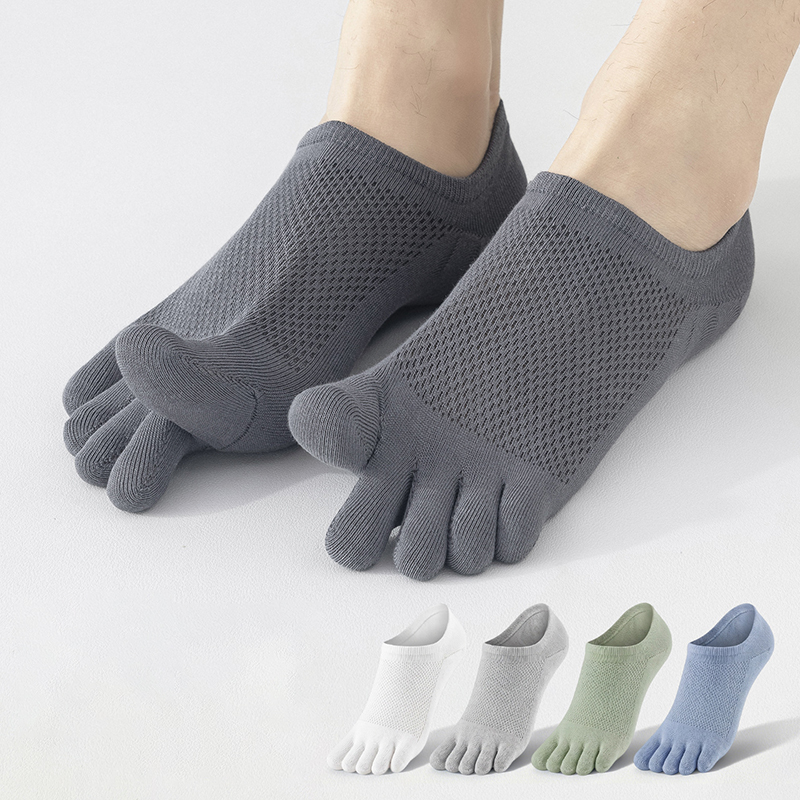 Toe Sock Split - 2026年新作 超通気性メッシュ五本指ソックス メンズ シームレスシリコン滑り止めヒールトゥソックス カジュアル男性用分割つま先ソックス