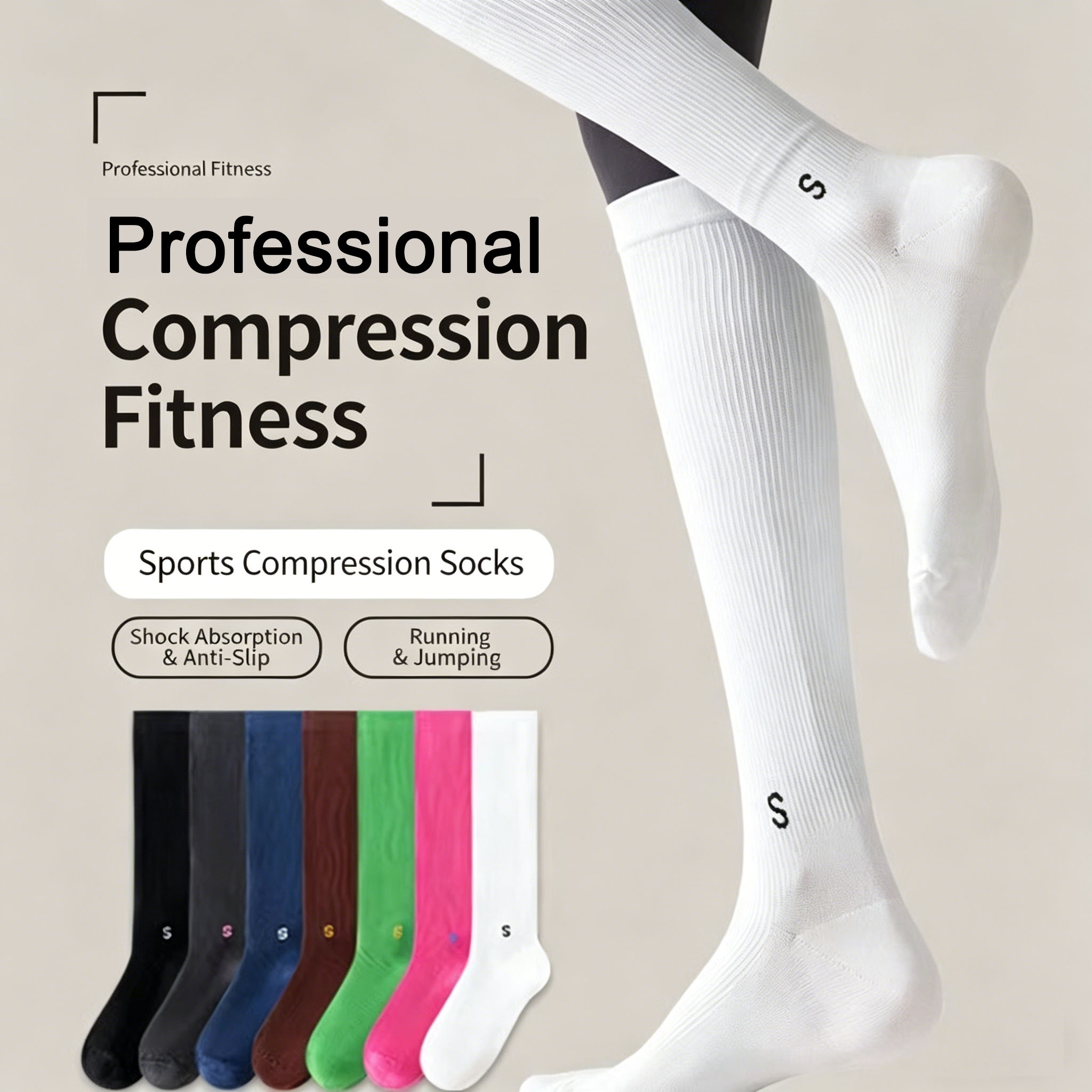 Compression Sleeve Calf - 女性用プロスポーツ用圧縮ふくらはぎソックス、ランニング、縄跳び、フィットネス、夏の痩身用通気性圧縮ソックス