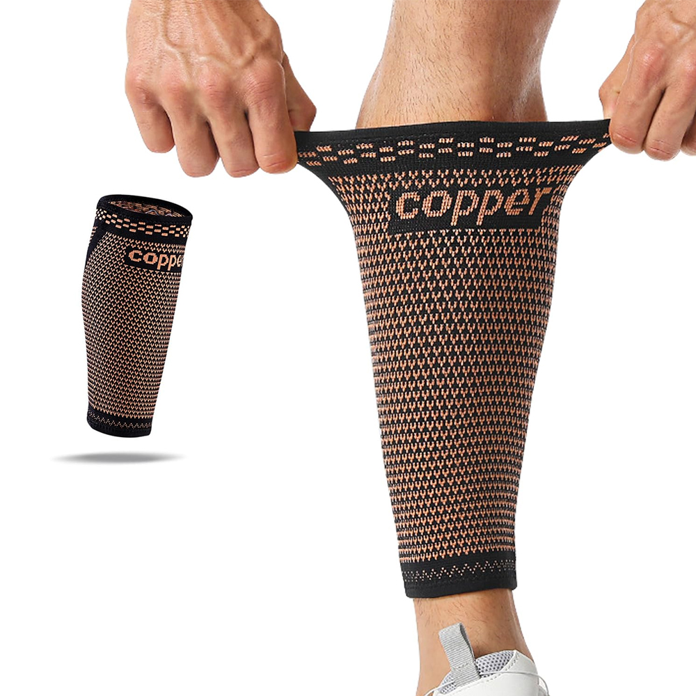 Compression Sleeve Calf - 1pc 銅製ふくらはぎ圧縮スリーブ 男女兼用、足首なし圧縮ソックス、静脈瘤、スポーツ、フィットネス用サポート