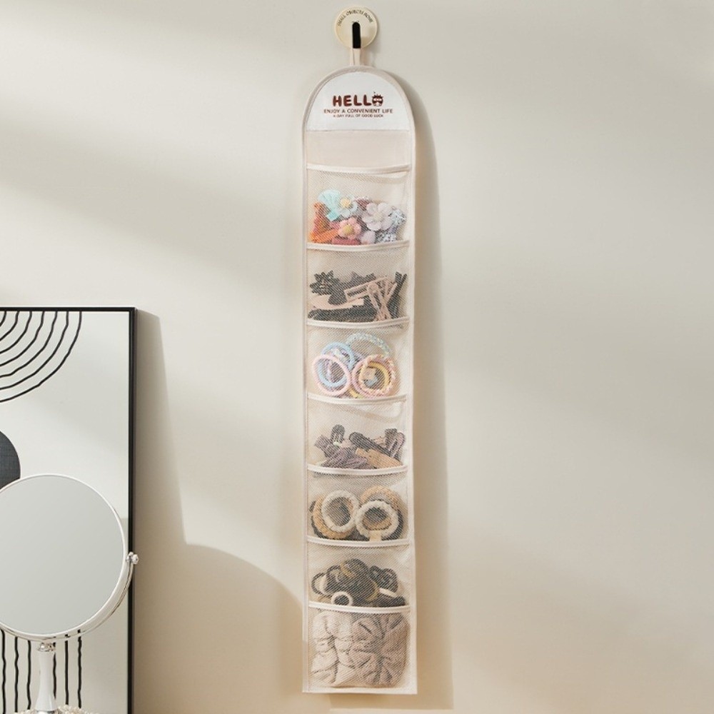 Sock Organizer Tray - ドア裏収納バッグ 7グリッド多ポケット下着収納バッグ 壁掛けメッシュソックス収納バッグ クローゼット用