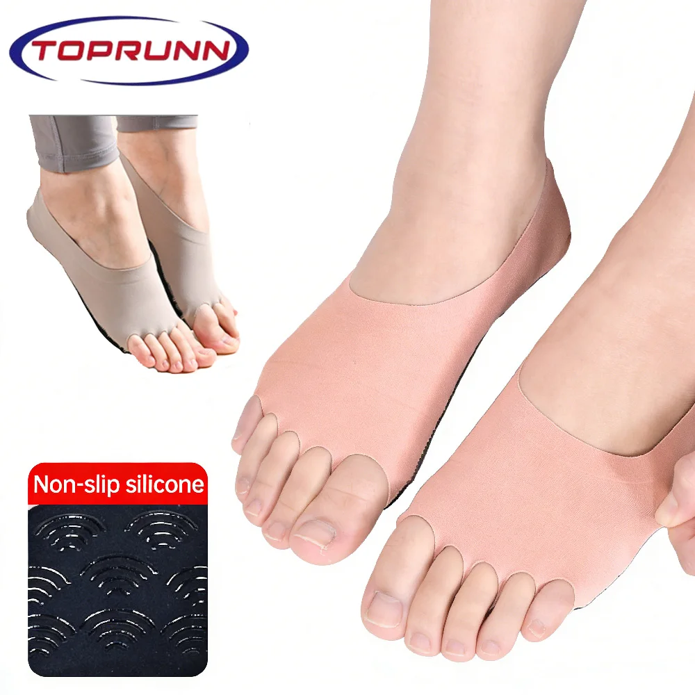 Grip Sock Yoga - 女性用つま先なしヨガソックス1組、ピラティスソックス、滑り止めグリップソックス、バレエ、プラスチック性運動、ダンス、家庭、トレーニングに最適