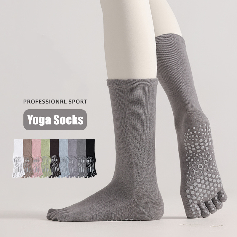 1 ペア女性ヨガソックスキャンディーカラー綿シリコーンノンス - Toe Sock Split のレビューと価格