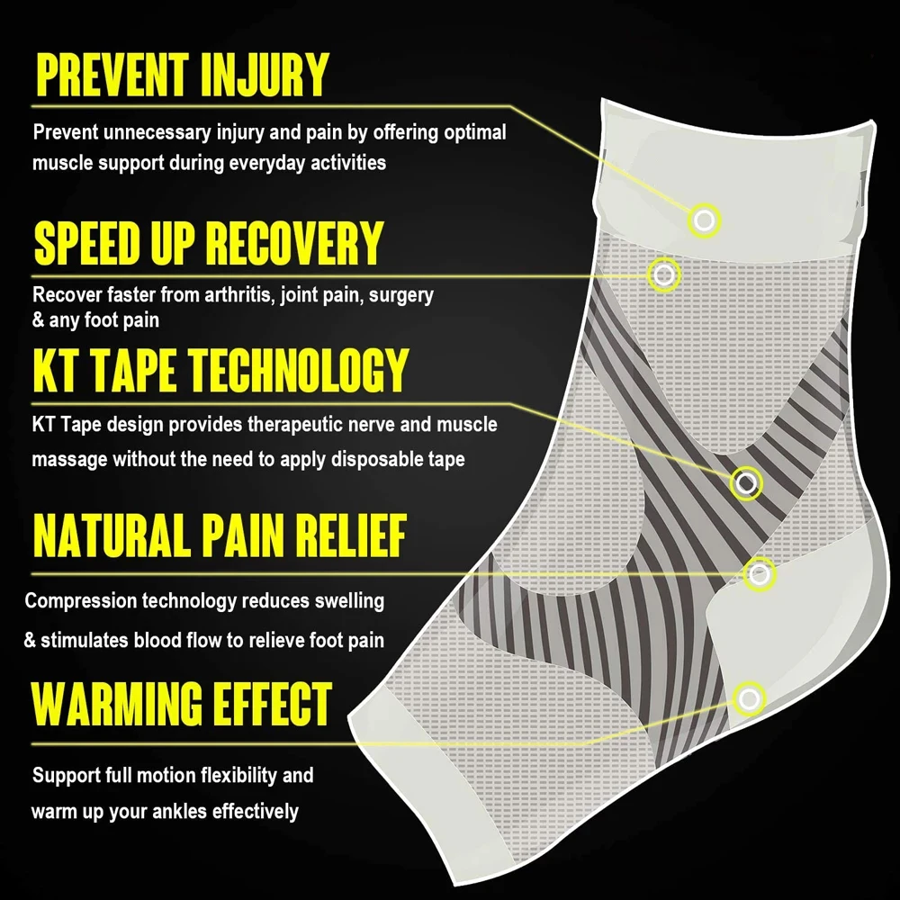 1組の足底筋膜炎用圧迫足首ブレースソックススリーブ、かかとの - Ankle Brace Sock のレビューと価格