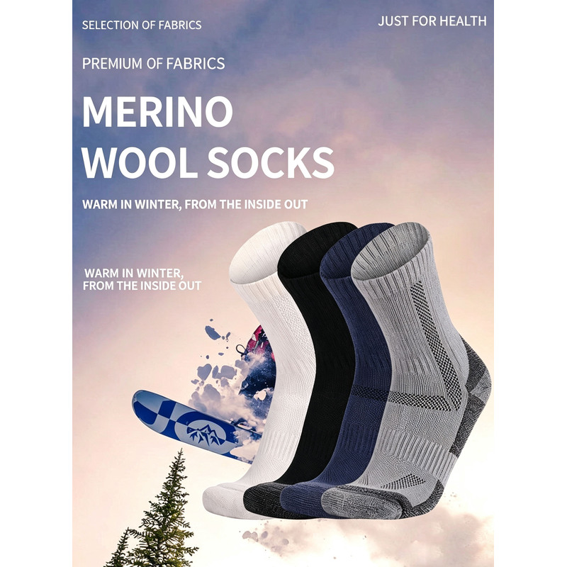 5 個メンズ厚手メリノウールハイキングソックス、暖かい保温冬 - Wool Hiking Sock のレビューと価格
